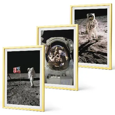 Zestaw obrazów do salonu przedstawiający lądowanie astronautów na Księżycu NASA