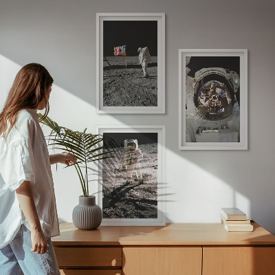 Zestaw obrazów do salonu Lądowanie astronautów Księżyc NASA