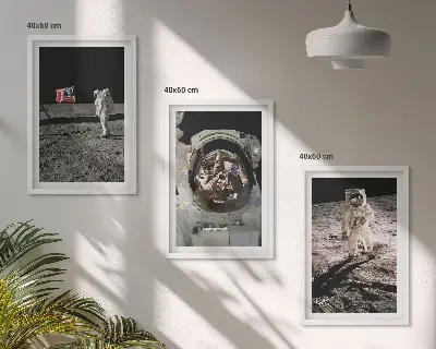 Zestaw obrazów do salonu przedstawiający lądowanie astronautów na Księżycu NASA