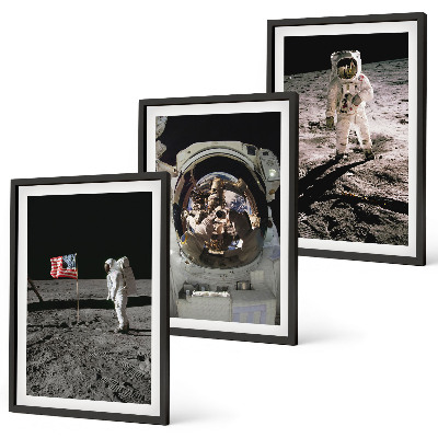Zestaw obrazów do salonu Lądowanie astronautów Księżyc NASA