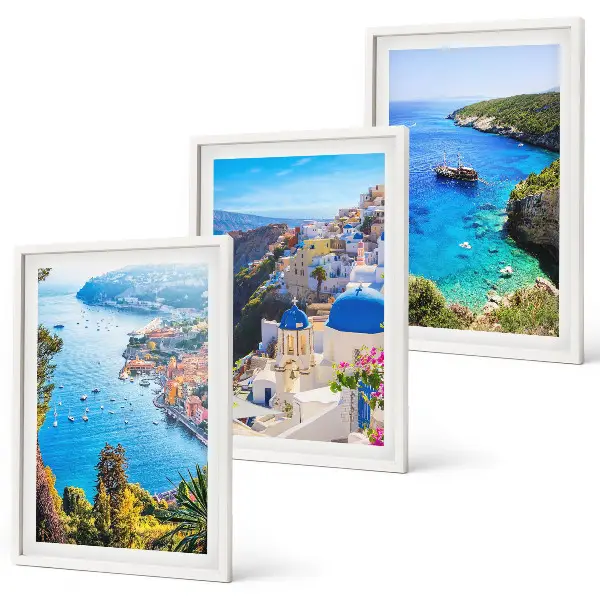 Greckie widoki Santorini Oia zestaw 3 obrazów do salonu