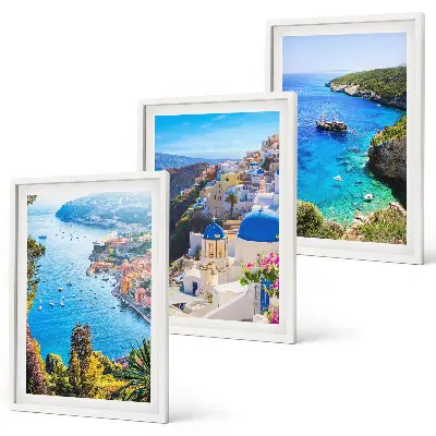 Greckie widoki Santorini Oia zestaw 3 obrazów do salonu