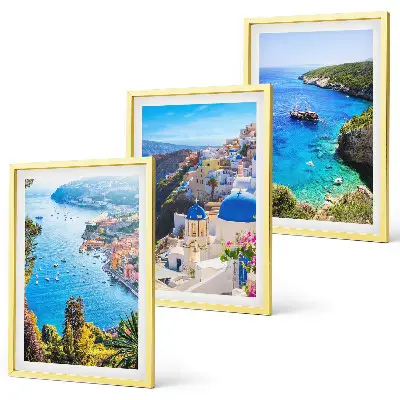 Greckie widoki Santorini Oia zestaw 3 obrazów do salonu