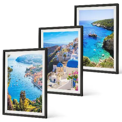 Greckie widoki Santorini Oia zestaw 3 obrazów do salonu