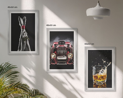 Zestaw 3 obrazów do salonu Kobiece nogi róża auto whisky