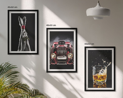 Zestaw 3 obrazów do salonu Kobiece nogi róża auto whisky