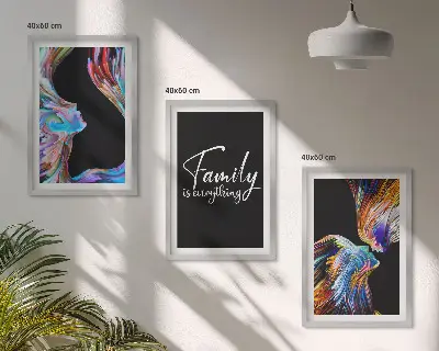 Zestaw 3 obrazów do salonu kolorowe portrety ludzi z motywem rodziny