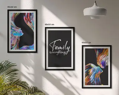 Zestaw 3 obrazów do salonu kolorowe portrety ludzi z motywem rodziny