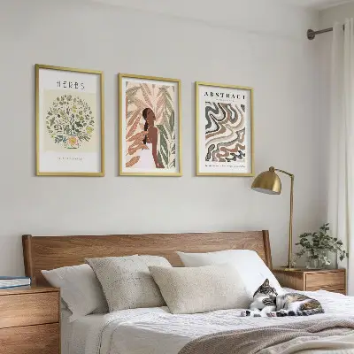 Kompozycja obrazów na ścianę boho pastelowe postery minimalistyczne