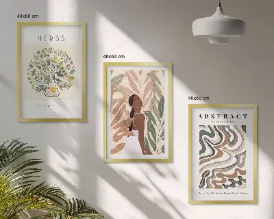 Kompozycja obrazów na ścianę boho pastelowe postery minimalistyczne
