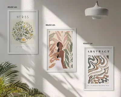 Kompozycja obrazów na ścianę boho pastelowe postery minimalistyczne