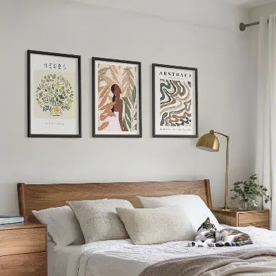 Kompozycja obrazów na ścianę boho pastelowe postery minimalistyczne