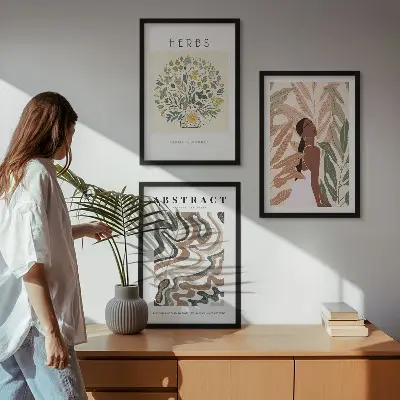 Kompozycja obrazów na ścianę boho pastelowe postery minimalistyczne