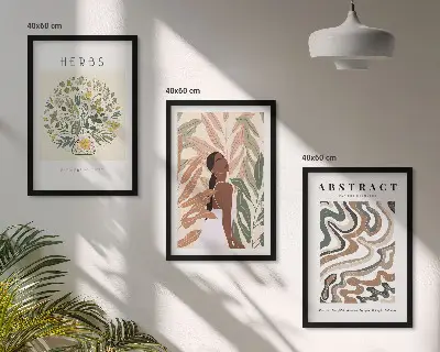 Kompozycja obrazów na ścianę boho pastelowe postery minimalistyczne