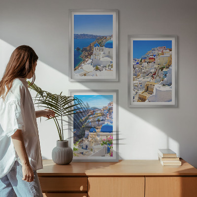 Kompozycja obrazów na ścianę Krajobraz architektura Oia Santorini