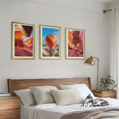 Pustynne wąwozy balonem zestaw 3 obrazów do salonu