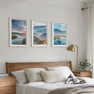 Kompozycja obrazów na ścianę górskie krajobrazy z wodospadami