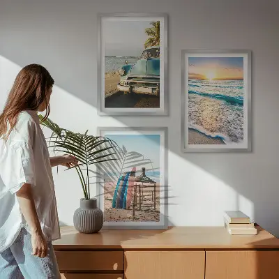 Zestaw obrazów do salonu zachód słońca w Miami