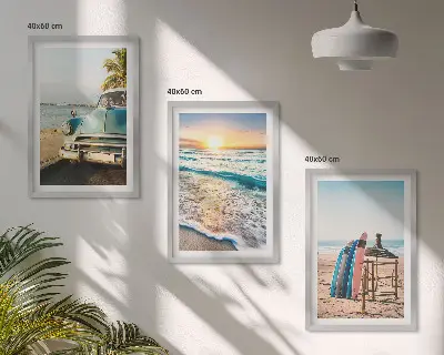 Zestaw obrazów do salonu zachód słońca w Miami