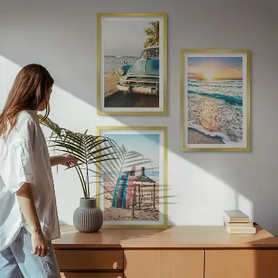 Zestaw obrazów do salonu zachód słońca w Miami