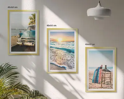 Zestaw obrazów do salonu zachód słońca w Miami