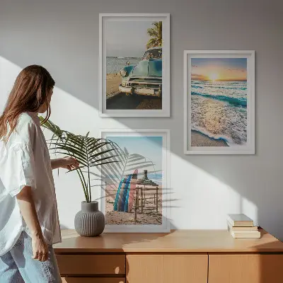Zestaw obrazów do salonu zachód słońca w Miami