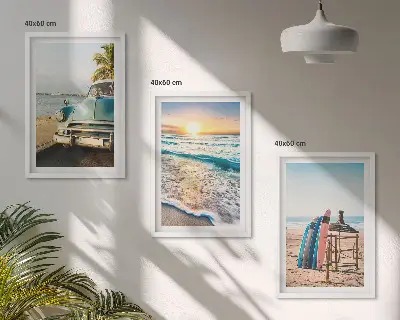 Zestaw obrazów do salonu zachód słońca w Miami