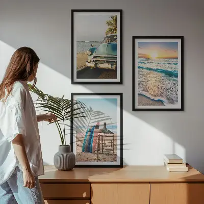 Zestaw obrazów do salonu zachód słońca w Miami