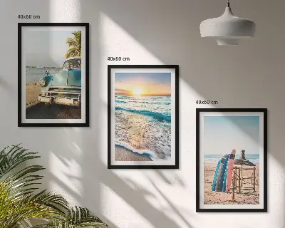 Zestaw obrazów do salonu zachód słońca w Miami