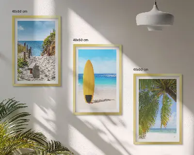 Zestaw obrazów do salonu wakacyjne plaże z falami i palmami