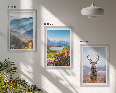 Zestaw obrazów do salonu Górskie jezioro jelenie natura