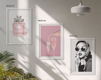 Zestaw 3 obrazów do salonu Stylowe różowe akcesoria