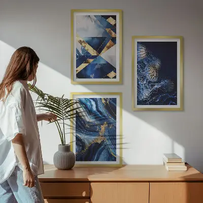 Zestaw obrazów do salonu abstrakcyjne eleganckie wzory