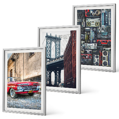 Zestaw obrazów do salonu Stare auto most Brooklyn retro audio