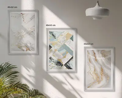 Zestaw 3 obrazów do salonu z eleganckimi wzorami marmurowymi