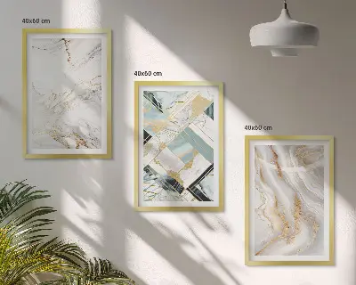 Zestaw 3 obrazów do salonu z eleganckimi wzorami marmurowymi