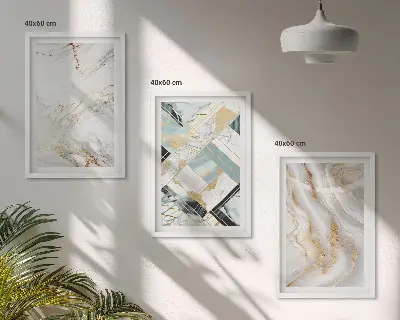 Zestaw 3 obrazów do salonu z eleganckimi wzorami marmurowymi