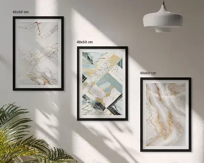Zestaw 3 obrazów do salonu z eleganckimi wzorami marmurowymi