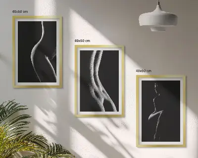 Zestaw 3 obrazów do salonu przedstawiające czarno-białe kobiece sylwetki