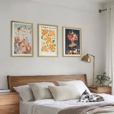 Zestaw obrazów do salonu Kwiatowe portrety z bukietami