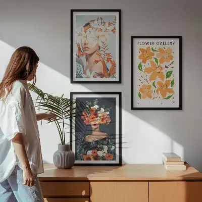 Zestaw obrazów do salonu Kwiatowe portrety z bukietami