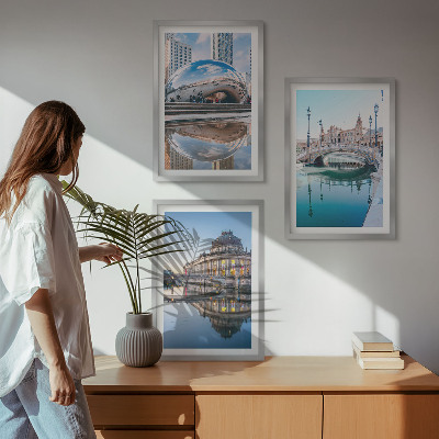 Zestaw obrazów do salonu Architektura miast w wodzie