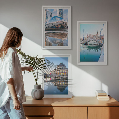 Zestaw obrazów do salonu Architektura miast w wodzie