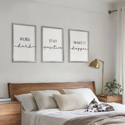 Minimalistyczne napisy motywacyjne zestaw 3 obrazów do salonu