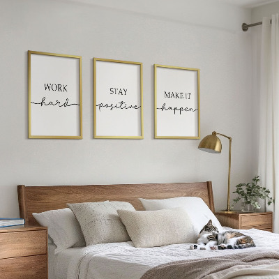 Zestaw 3 obrazów do salonu Minimalistyczne napisy motywacyjne