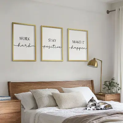 Minimalistyczne napisy motywacyjne zestaw 3 obrazów do salonu