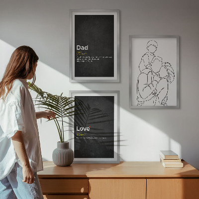 Zestaw 3 obrazów do salonu Rodzina line-art miłość ojcostwo