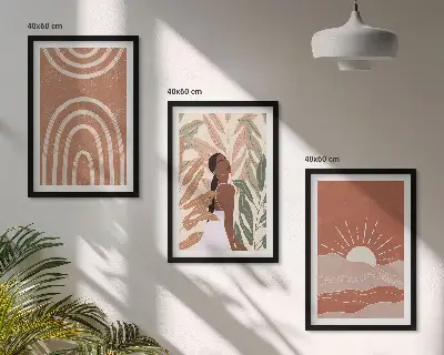 Zestaw obrazów do salonu Boho abstrakcyjne kształty