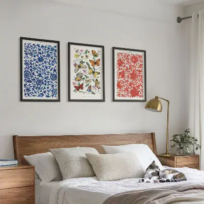 Kompozycja obrazów na ścianę vintage kwiaty, motyle i ornamenty