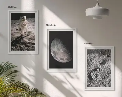 Kompozycja obrazów na ścianę z motywem astronauty na Księżycu